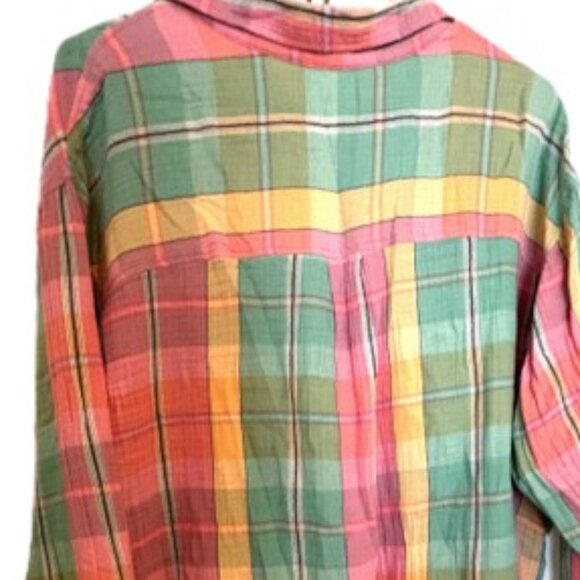 Gap The Big Shirt  Madras Plaid Seersucker Sz XL - Picture 4 of 5